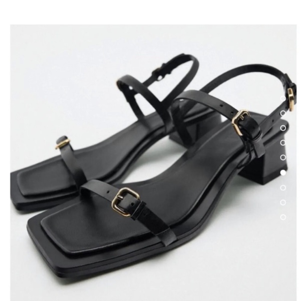 Zara Black Sandals with Gold Buckles